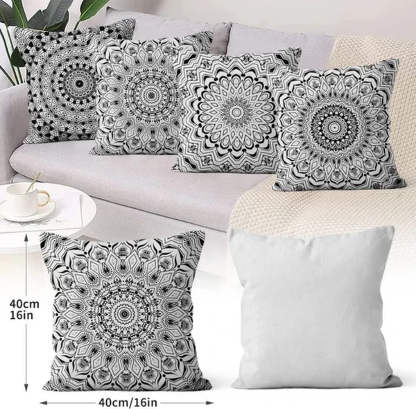 Unyqoos® Set van 4 Boho Kussenslopen in Zwart Linnen voor Binnen en Buiten Decoratie