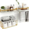 Unyqoos® Stijlvolle zwevende wandplanken met draadmand en handdoekhouder voor elke kamer