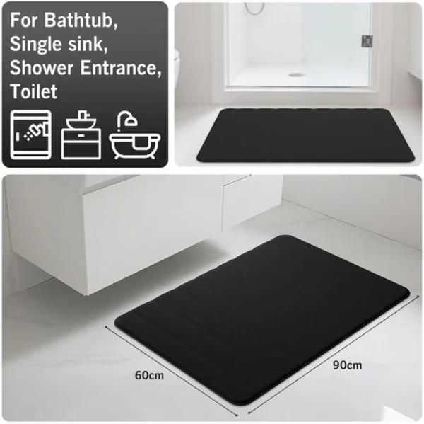 Unyqoos® Zwarte ultrazachte badmat van traagschuim met antislip en absorberende eigenschappen