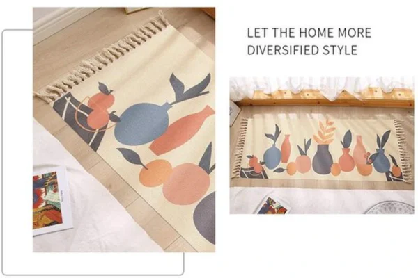 P-87213580432744-20260405141906.webp Unyqoos® Vintage katoenen vloerkleed met handgeweven kwastjes voor elke kamer