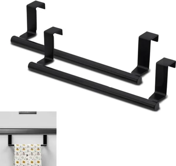 Unyqoos® Set van 2 roestvrijstalen handdoekhouders zonder boren voor keuken en badkamer