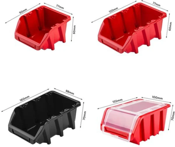 Unyqoos® Robuust en uitbreidbaar wandrek voor gereedschap met stapelboxen