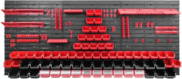 Unyqoos® Robuust en uitbreidbaar wandrek voor gereedschap met stapelboxen