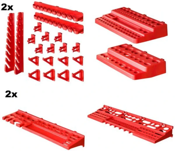 Unyqoos® Robuust en uitbreidbaar wandrek voor gereedschap met stapelboxen