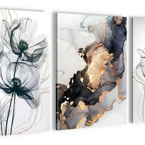 Unyqoos® Abstracte bloemen muurschilderijen set voor stijlvolle woon- en slaapkamers