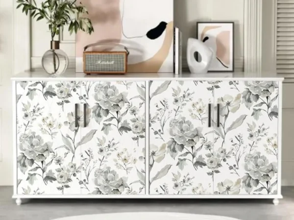 P-87213581455723-20260405113730.webp Unyqoos® Stijlvol zelfklevend bloemenbehang in grijs en wit voor interieurdecoratie 41 cm x 5 m