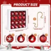 Unyqoos® Set van 16 rode kerstballen met gouden haken en unieke ontwerpen