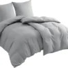 Unyqoos® Grijze vierdelige beddengoedset van microvezel met ritssluiting en kussenslopen