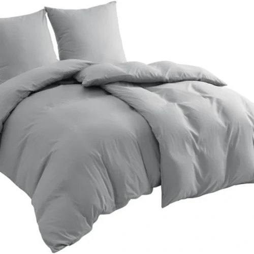 Unyqoos® Grijze vierdelige beddengoedset van microvezel met ritssluiting en kussenslopen