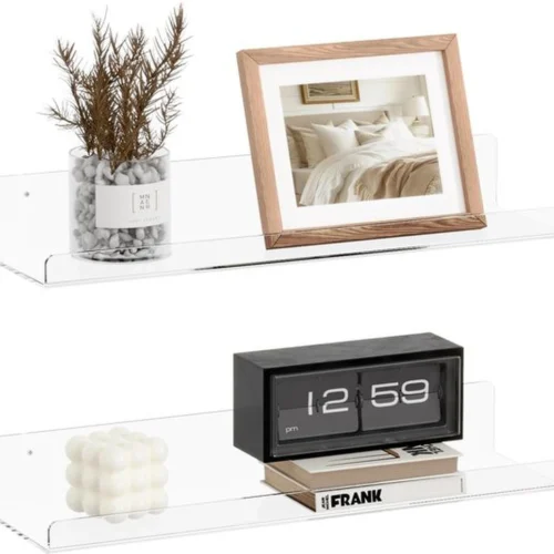 P-87213582017800-20260406081342.webp Unyqoos® Set van 2 acryl wandplanken voor multifunctionele opslag en presentatie