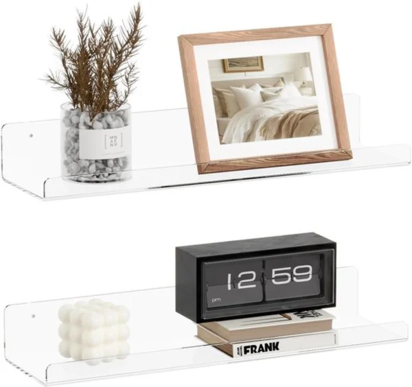 P-87213582017800-20260406081342.webp Unyqoos® Set van 2 acryl wandplanken voor multifunctionele opslag en presentatie