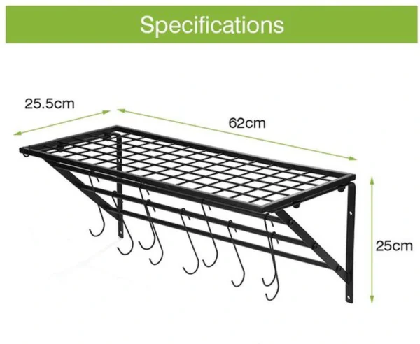 Unyqoos® Ruimtebesparend hangend keukenrek met haken en moderne uitstraling