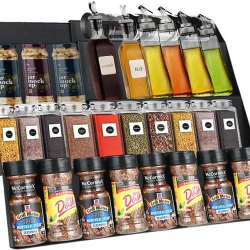 P-87213582227850-20260406102903.webp Unyqoos® Verstelbare kruidenlade organizer met vier niveaus voor een opgeruimde keuken