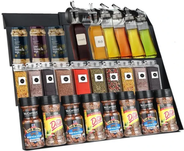 P-87213582227850-20260406102903.webp Unyqoos® Verstelbare kruidenlade organizer met vier niveaus voor een opgeruimde keuken