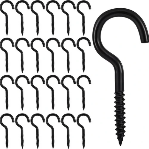 P-87213582368050-20260406120256.webp Unyqoos® Set van 25 zwarte schroefhaken voor veelzijdig gebruik in huis en tuin