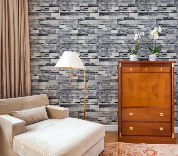 Unyqoos® Grijs zelfklevend baksteenbehang voor een realistische 3D-muurdecoratie 45 x 300 cm