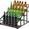Unyqoos® Stijlvol houten wijnrek met metalen houders en dienblad voor keuken en bar