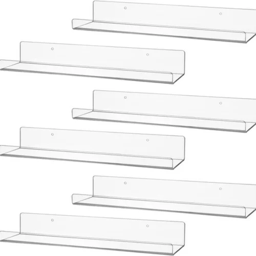 P-87213583169100-20260406081930.webp Unyqoos® Set van 6 zwevende transparante wandplanken voor diverse ruimtes