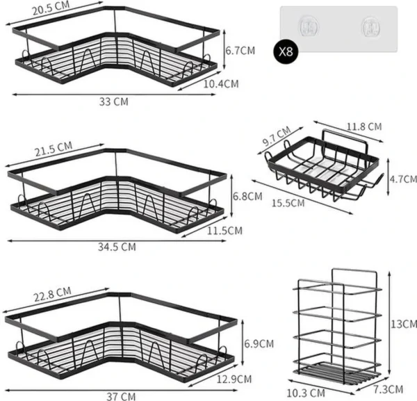 P-87213583220412-20260405174619.webp Unyqoos® Set van 5 zelfklevende hoekplanken voor badkamer en keukenopslag