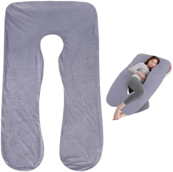 Unyqoos® Grijze U-vormige kussenhoes van katoen voor zijslapers en moeders