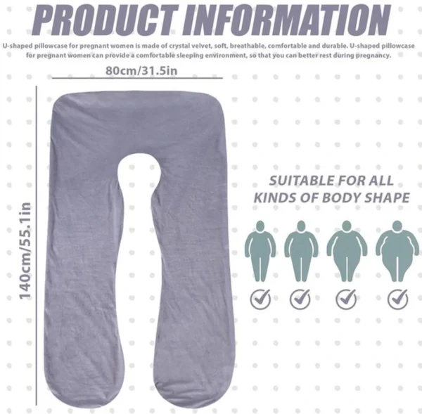 Unyqoos® Grijze U-vormige kussenhoes van katoen voor zijslapers en moeders