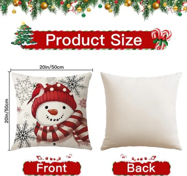 Unyqoos® Set van 4 decoratieve kerst kussenhoezen van linnenstof voor woonkamer