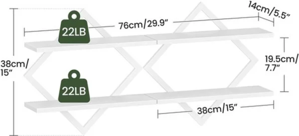 P-87213583790211-20260406083010.webp Unyqoos® Set van 2 stijlvolle wandrekken met ruitvormig design voor elke ruimte