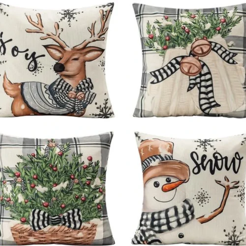 P-87213583872860-20260406112656.webp Unyqoos® Set van 4 decoratieve kussenslopen met kerstmotieven voor een feestelijke sfeer