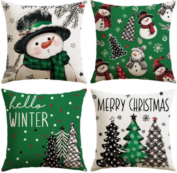 Unyqoos® Set van 4 decoratieve kussenhoezen voor een feestelijk kerstinterieur