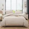 Unyqoos® Beige microvezel beddengoedset met kussenslopen en ritssluiting