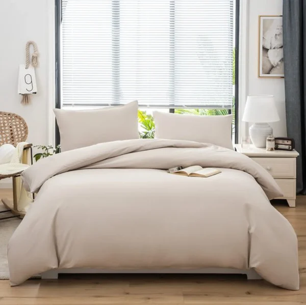Unyqoos® Beige microvezel beddengoedset met kussenslopen en ritssluiting