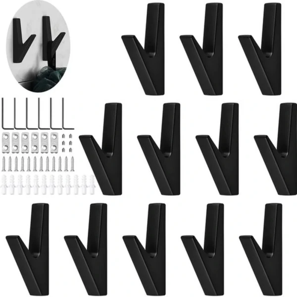 P-87213584062155-20260406120927.webp Unyqoos® Mat Zwarte Kledinghaken Set van 12 voor Moderne Interieurinrichting