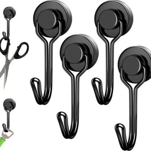 P-87213584422820-20260406121001.webp Unyqoos® Set van vier sterke zwarte magneethaken voor veelzijdig gebruik in huis en kantoor