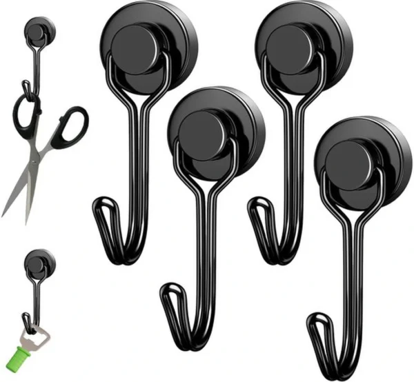 P-87213584422820-20260406121001.webp Unyqoos® Set van vier sterke zwarte magneethaken voor veelzijdig gebruik in huis en kantoor