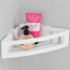Unyqoos® Ruime hoekplank voor badkamer zonder boren met diepe mand en afvoer