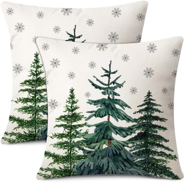 Unyqoos® Set van twee decoratieve kussenhoezen met kerstmotief voor een feestelijk interieur