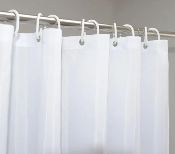 P-87213584774995-20260403114255.webp Unyqoos® Wit Douchegordijn van Polyester met Schimmelwerende Eigenschappen en Metalen Ringen