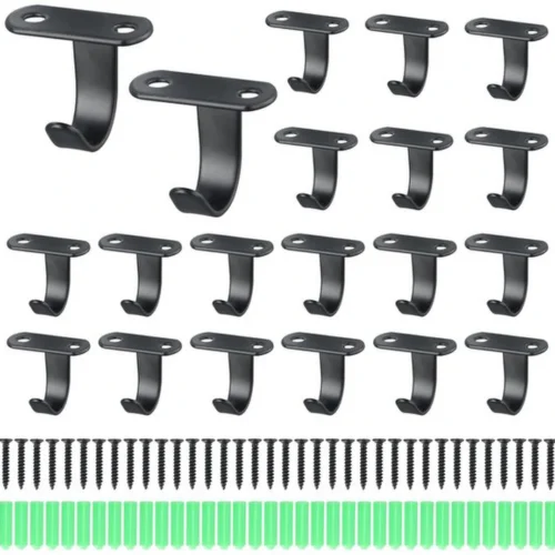 P-87213585892150-20260406121314.webp Unyqoos® Set van 18 veelzijdige zwarte wandhaken voor diverse ruimtes en doeleinden