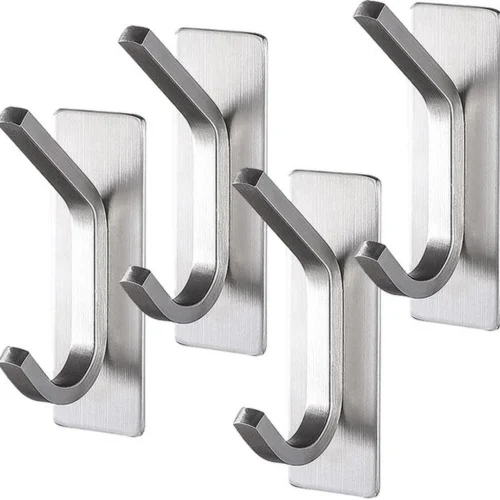 P-87213585985900-20260406121412.webp Unyqoos® Zilverkleurige zelfklevende haken voor badkamer en keuken zonder boren