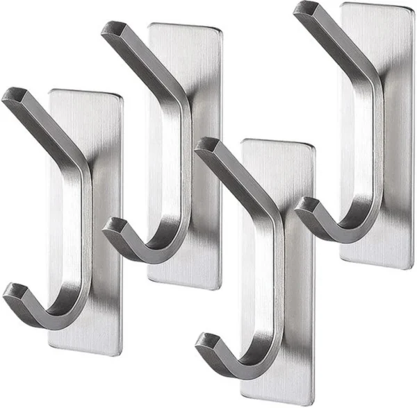 P-87213585985900-20260406121412.webp Unyqoos® Zilverkleurige zelfklevende haken voor badkamer en keuken zonder boren