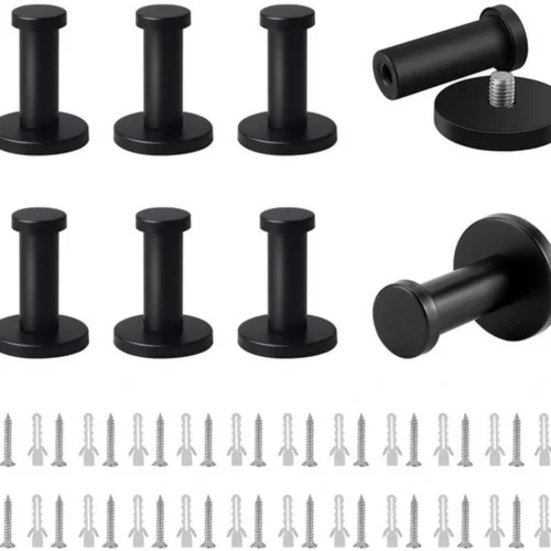 P-87213586264390-20260406121501.webp Unyqoos® Set van 8 zwarte ronde wandhaken van roestvrij staal voor diverse kamers