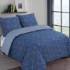 Unyqoos® Omkeerbare katoenen beddengoedset voor eenpersoonsbed in blauwe tinten 200x140