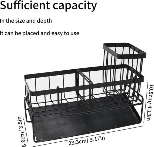 Unyqoos® Zwarte keukenorganizer met zelfledigende afvoer en handdoekhouder