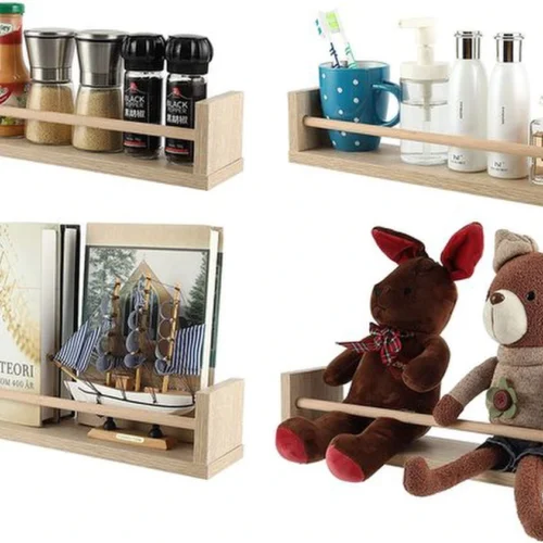 Unyqoos® Houten wandrekken voor kinderkamer en meer, set van 4 stuks