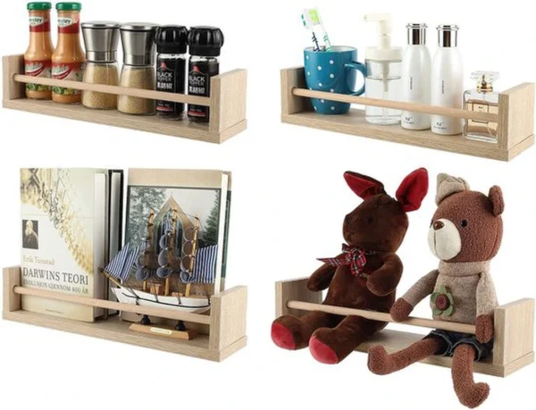 Unyqoos® Houten wandrekken voor kinderkamer en meer, set van 4 stuks