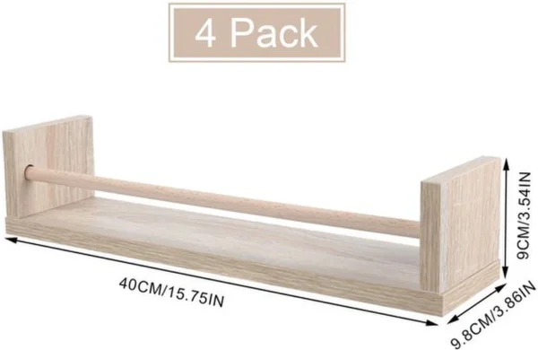 Unyqoos® Houten wandrekken voor kinderkamer en meer, set van 4 stuks