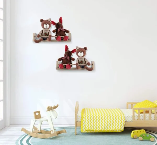 Unyqoos® Houten wandrekken voor kinderkamer en meer, set van 4 stuks