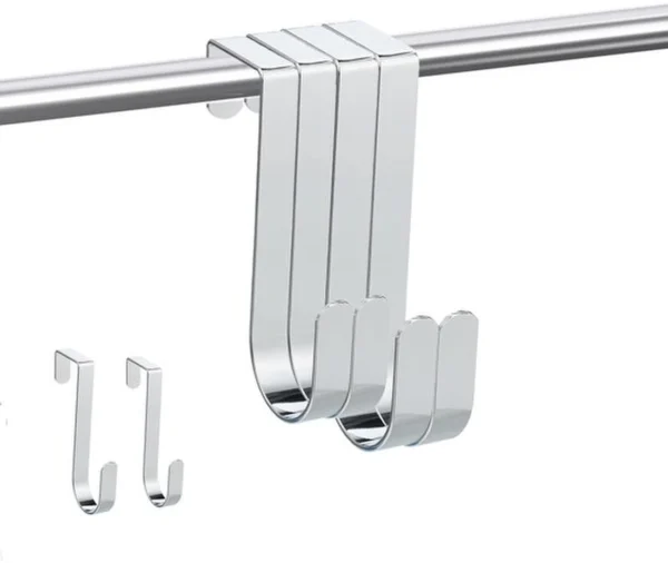 P-87213587000300-20260406115752.webp Unyqoos® Set van vier zilverkleurige multifunctionele haken voor deuren en kasten