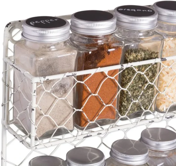 P-87213587159595-20260406103053.webp Unyqoos® Tweedelig wit metalen kruidenrek met vintage uitstraling voor keuken en badkamer