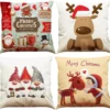 Unyqoos® Set van vier feestelijke kussenhoezen met kerstpatronen voor gezellige decoratie